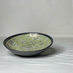 Vtg Japanese ISCO Porcelain Ware Pewter Encased 8" Bowl Decorated in Hong Kong